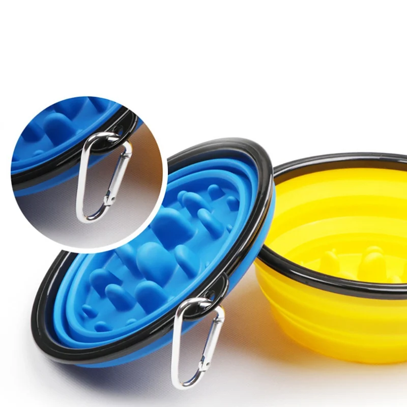 Portable Puppy Dog Bowl Pet Collapsible Slow Feeding Bowl with Hook Environment-friendly Pet Water Feeder Supplies New