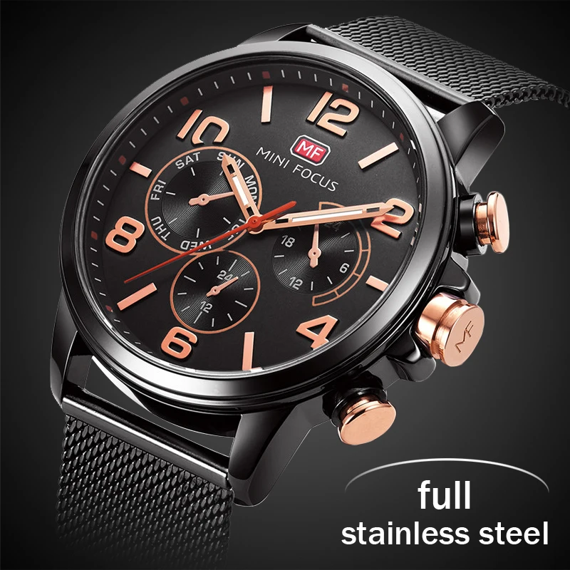 

Top Brand Watch men quartz Black Vogue Business Military Man Men's watches 3ATM waterproof relogio masculino erkek kol saati