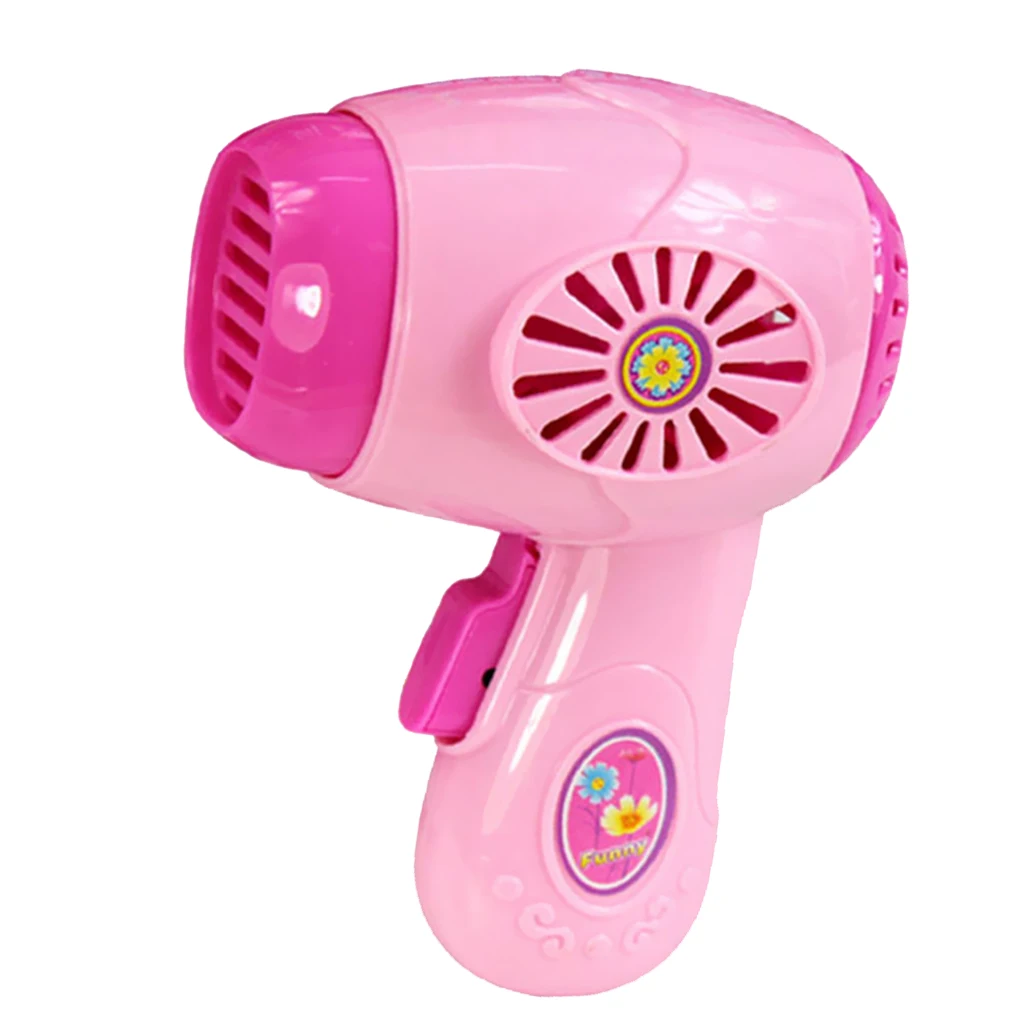 Juguete de simulación de plástico para niños, Mini secador de pelo,  ventilador de mesa, electrodoméstico, juego de rol, casa de muñecas,  juguete para niña, color rosa|kids pretend play|pretend playhair dryer toy -