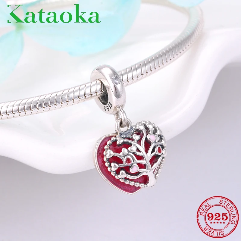 

2018 Summer 925 Sterling Silver tree of life Enamel heart charms beads Fit Original Pandora Charm Bracelet Jewelry making