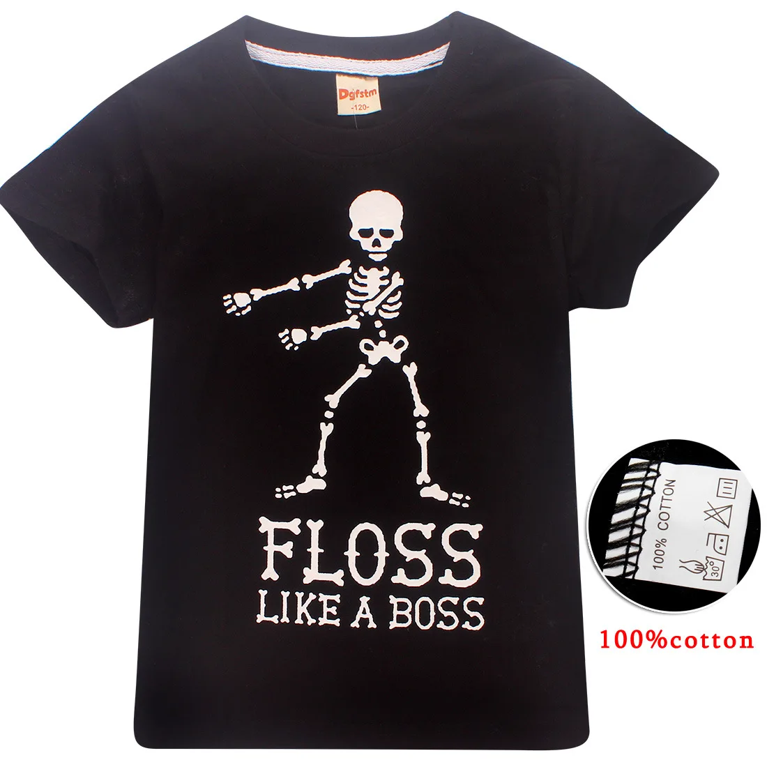 

100% Cotton Boys Summer Tops Tee skeleton fortnight printed Children T shirt Gaming Dance Dab For Kids Girls Celebrations Tshirt