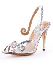 2016 Peep Toe Slingback Slip On Full Side Transparent Woman Sandals Customized Handmade Elegant Woman Shoes Plus Size