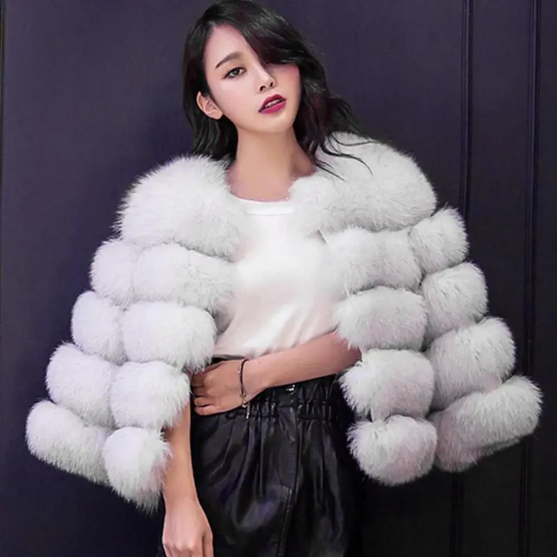 Women High quality Faux Fur Warm Women Coat Winter Fashion furs Jacket