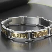 Erkek Bileklik Новые Id браслеты модная нержавеющая сталь модные браслеты с Иисусом мужские золотые ювелирные изделия