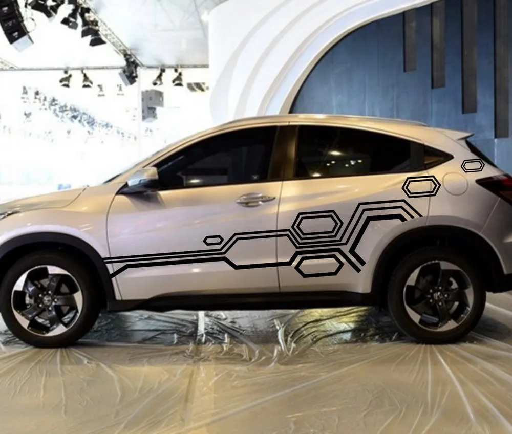 Автомобильные наклейки спортивные гоночные флаги контур 102 ''для Vezel виниловая