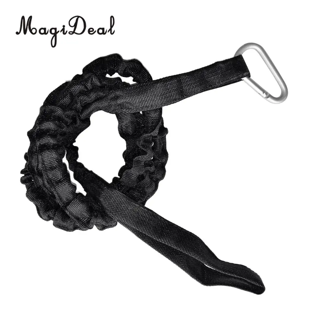 MagiDeal 61.4' Cinch-Lock Webbing Kayak Canoe Paddle Leash Fishing Rod Holder Accessory Leash With Carabiner Black