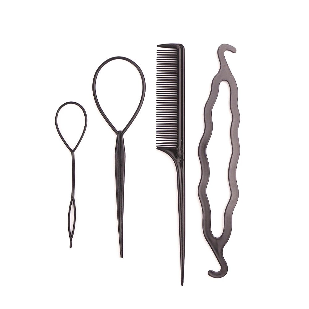 

4pcs/set Hair Styling Care Tools Anti-static Combs Bun Braiding Salon Quick Dish Headband Accessories Wist Hair Styling