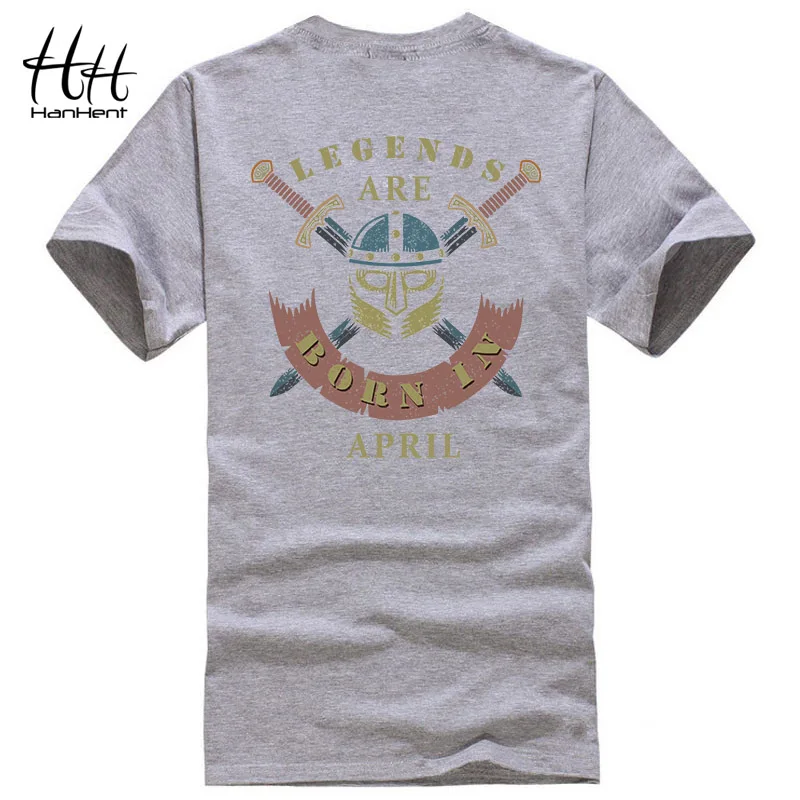 

HanHent LEGENDS BORN IN T-shirt Gray Boyfriend Gift Birthday Streetwear Design Mens T shirt Cotton Casual Tee shirt Custom Made