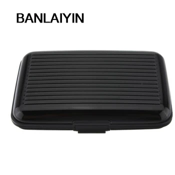 

AUAU Business Id Credit Card Holder Wallet Aluminum Metal Case Box-Black