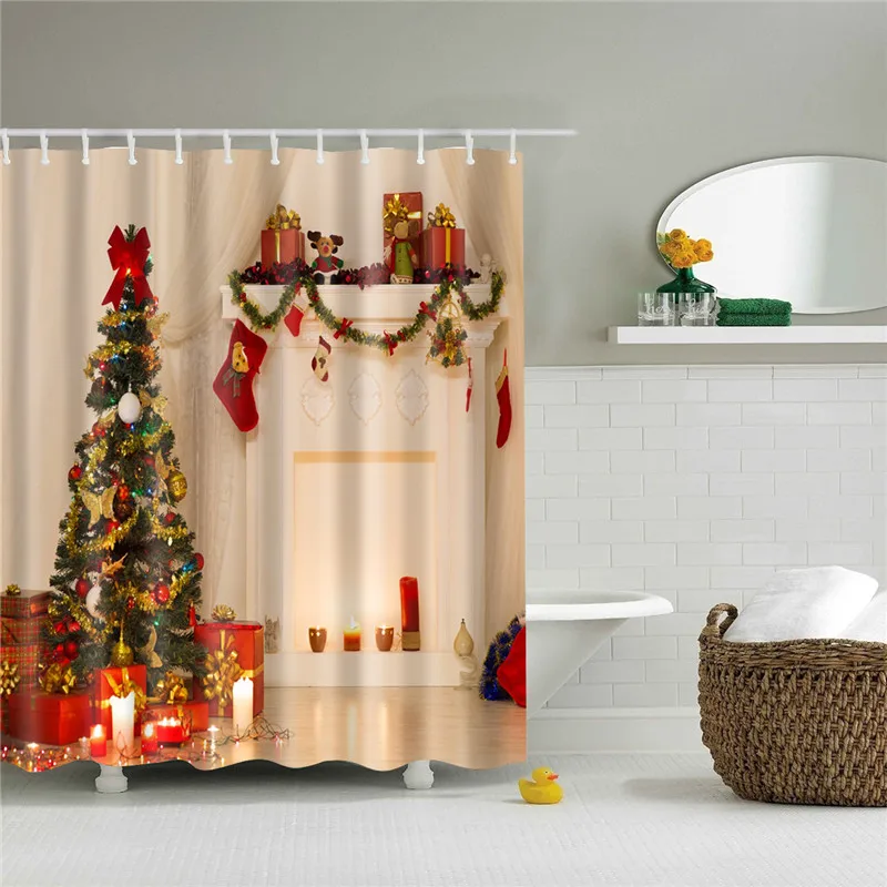 180*180 см водостойкая занавеска для ванной комнаты с рождественским принтом занавеска для ванной s Украшение полиэстер занавеска для ванной 1 шт