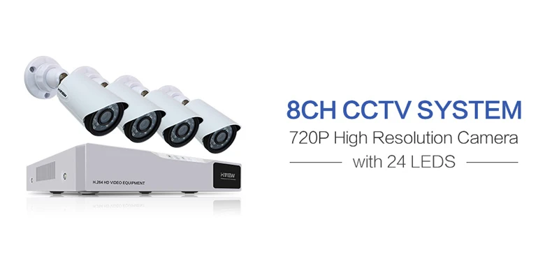 H.VIEW 8ch CCTV комплект видеонаблюдения 4 камеры s комплект наружного наблюдения ИК камера безопасности Система видеонаблюдения DVR комплекты