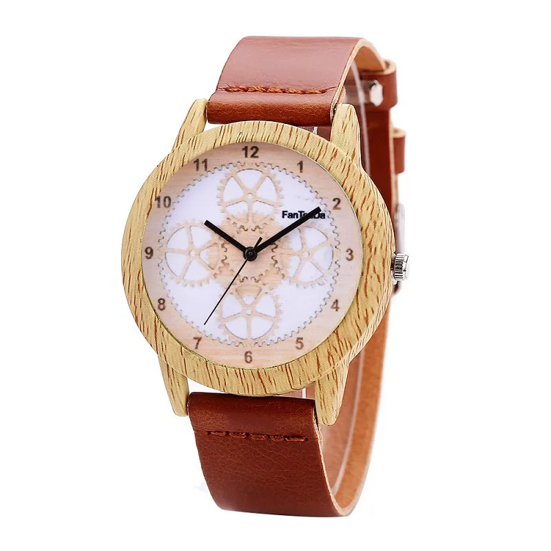 

2019 New Wood Grain Quartz Watch Korean Version of Vintage Personality Texture Tree Mirror Watch