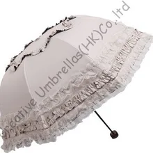 UPF> 50+ арочные Зонты принцессы, 8 ребер, складное черное покрытие 2 раза, солнцезащитный козырек, Бортовая шнуровка, сумка зонтик, УФ-защита