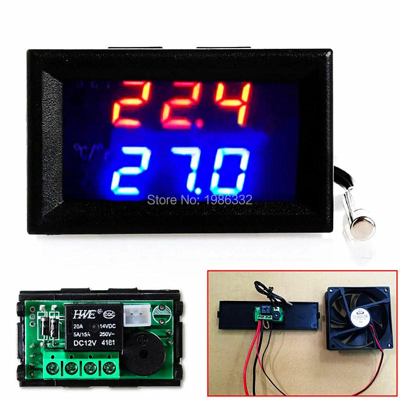 

WS16 DC 12V Digital LED Microcomputer Intelligent Electronic Thermostat Switch Smart Relay Temperature Controller Sensor