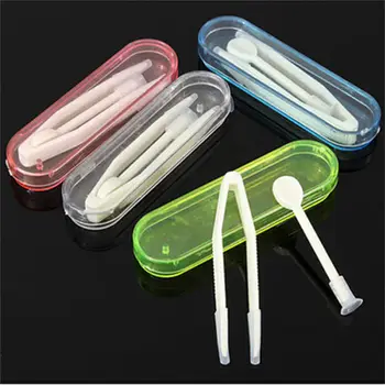 

1 Set color random case With Tweezers Contact Lens Inserter Remover Soft Tip Tweezer Stick Tool Case Set Tweezer holder