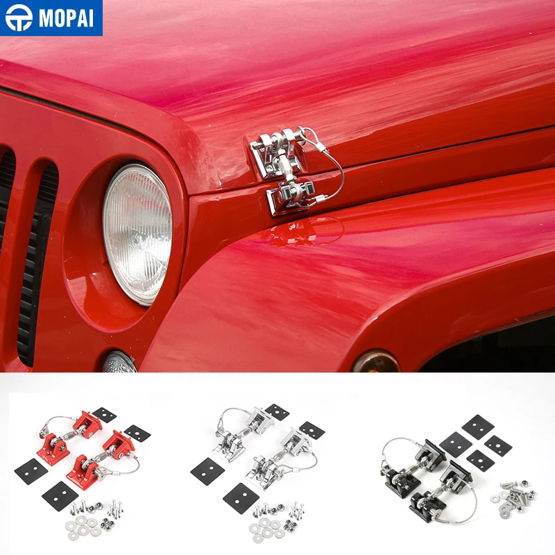 MOPAI Retro Style Car Exterior Lock Hood Latch Catch Decoration Engine Cover Protect for Jeep Wrangler JK 2007-2017