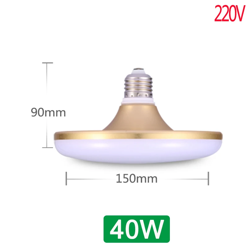 E27 светодиодная лампа, светильник 220 В, 50 Вт, 40 Вт, 30 Вт, 20 Вт, 15 Вт, высокая мощность, точечный светильник, лампада, ампула, Bombilla, Led, холодный белый, домашний декор, светильник s - Испускаемый цвет: 40W Golden