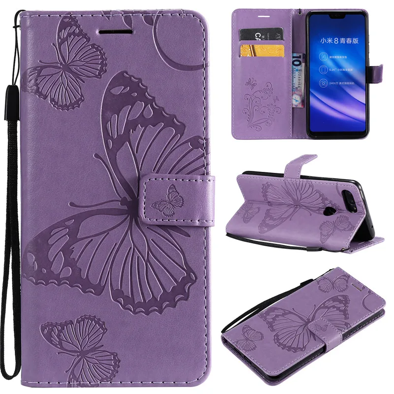 Magnetic PU Leather 3D Embossed Cat Tree Wallet Case For Xiaomi 8Lite Flip Wallet Phone Case Cover For Xiaomi 8Lite Case Coque (24)