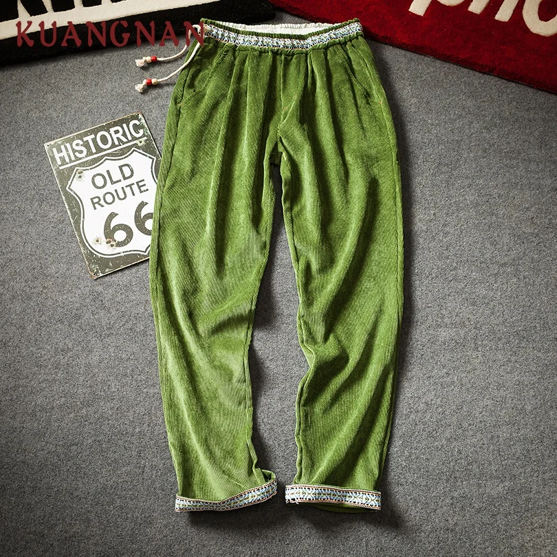 

KUANGNAN Corduroy Pants Men Jogger Japanese Streetwear Harem Pants Men Sweatpants Hip Hop Trousers Men Pants 2019 Spring New