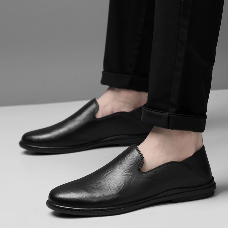 

Men genuine Leather loafers Dress shoes outdoor Breathable Fashion Sneakers Male business leisure Casual Shoes for men L4