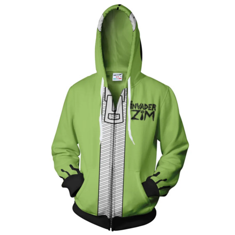 

Cosplay Invader ZIM Hoodie Jacket Costume Invader ZIM Cosplay sweatshirt pullover zip up coat