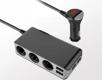 

by DHL or Fedex 100pcs 4 USB Port 3 Way Car Cigarette Lighter Splitter Charger DC 12~24V Socket 6.8A Black new