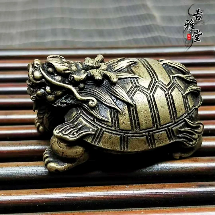 

Chinese Old Copper Collection Pure Copper Town House Money Turtle