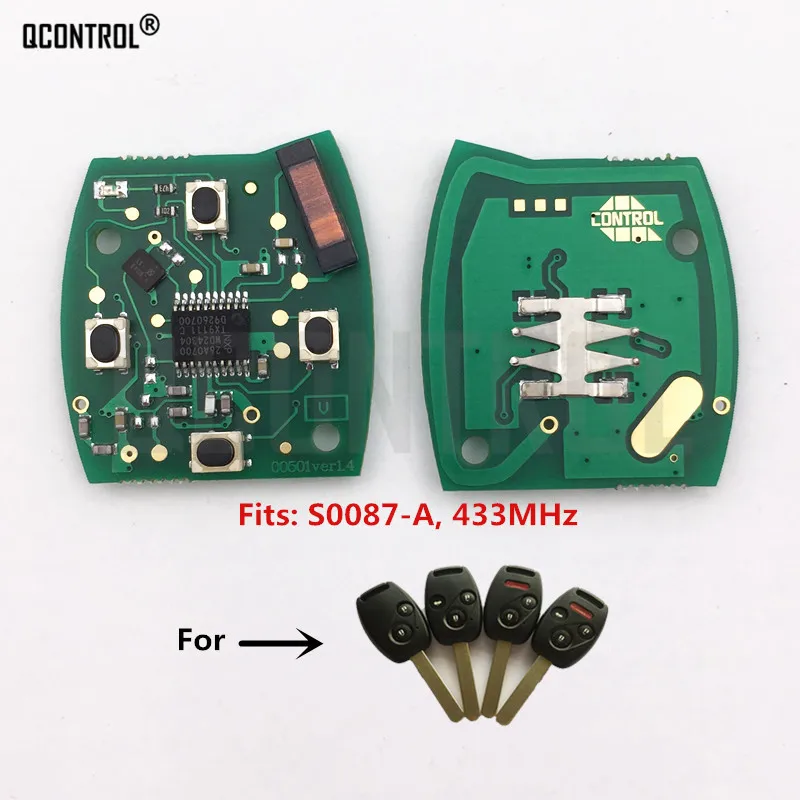 QCONTROL автомобиль дистанционного ключа монтажная плата для Honda S0087-A Accord Элемент пилотный гражданский CR-V HR-V Fit Insight City Jazz