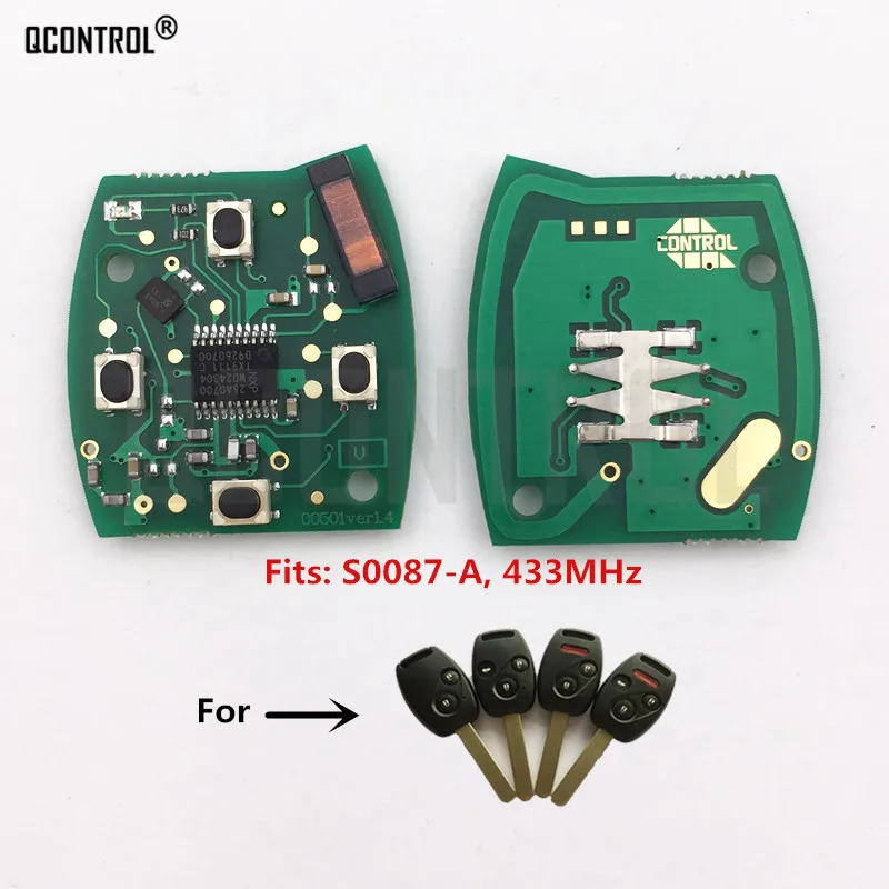 

QCONTROL Car Remote Key Circuit Board for Honda S0087-A Accord Element Pilot Civic CR-V HR-V Fit Insight City Jazz Odyssey