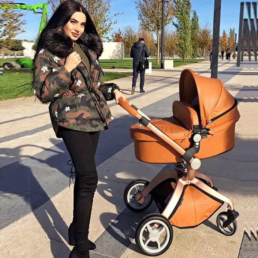 Baby Stroller 3 in 1,Hot Mom travel system High Land-scape stroller with bassinet Folding Carriage for Newborns baby,F22