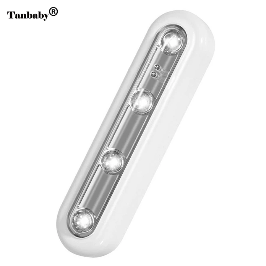 

4LED Wireless PIR Auto Motion Sensor Light Intelligent Portable Infrared Induction Night Lights Lamp Cabinet Closet Battery