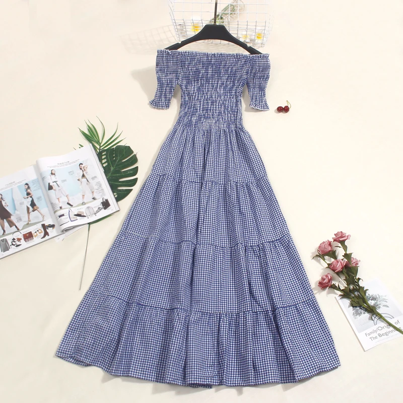 

2018 Summer New dress female slash neck elegant pleated dresses women vestidos