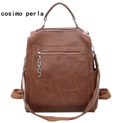 Винтаж для женщин кожа рюкзаки для подростков обувь девочек большой школьные ранцы Высокое качество multi рюкзак Escolares сумка