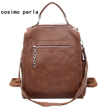 

Vintage Women Leather Backpacks for Teenage Girls Large School Bags High Quality Multifunction Backpack Escolares Shoulder Bag