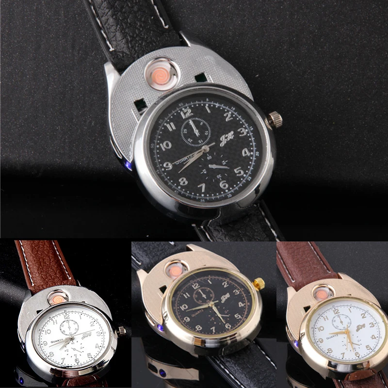 2018 Rechargeable Flameless Lighter Watches relogio masculino Windproof