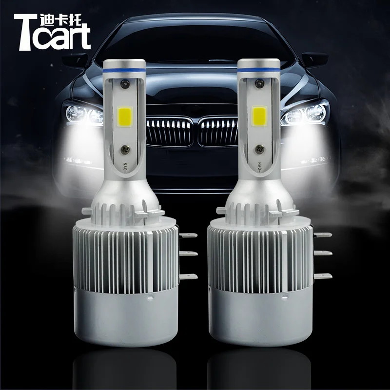 Tcart 1 компл автомобиля Универсальные светодиодные головные фары авто светодиодный лампы светодиодный фары COB Чип фары 3800Lm авто светодиодный Белый C6 H15 36 W 6000 K