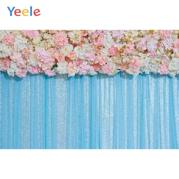 

Yeele Wedding Photography Backdrop Flower Photocall Background Blue Curtain Vinyl Custom Children Kids Baby For Photo Studio