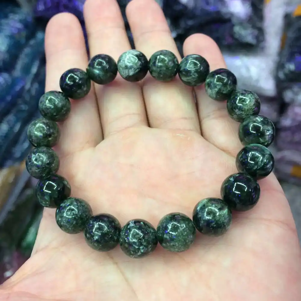 10mm Charoite Beaded Bracelet with 14K Solid Gold Corrugated Bead