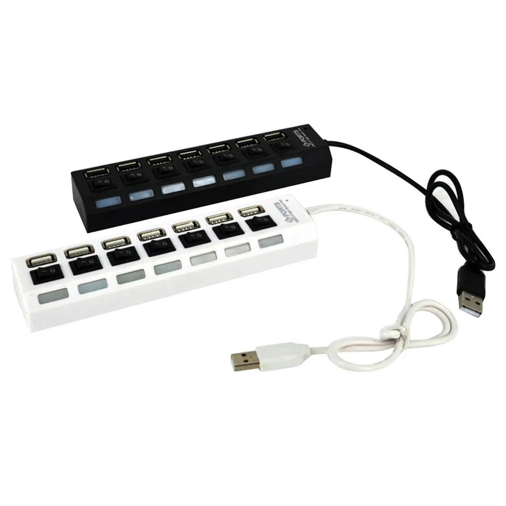 7 Port ON/OFF Switch USB 2.0 HUB High Speed For PC Laptop 6J16 Drop ...