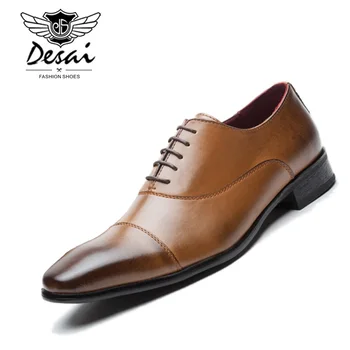 

Top Brand Men's Business Dress Shoes Genuine Leather Authentic Gentleman Shoes Formal Casual Shoes Oxfords EUR Size 39-44