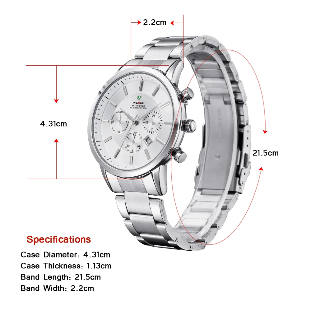 WEIDE  Casual Genuine Luxury Brand Military Watches Japan Quartz Movement Men Business WatchesWaterproof Wristwatch Gift for Men