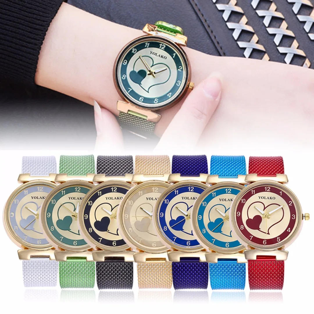 Buy Shellhard 1pc Womens Double Heart WristWatch PVC