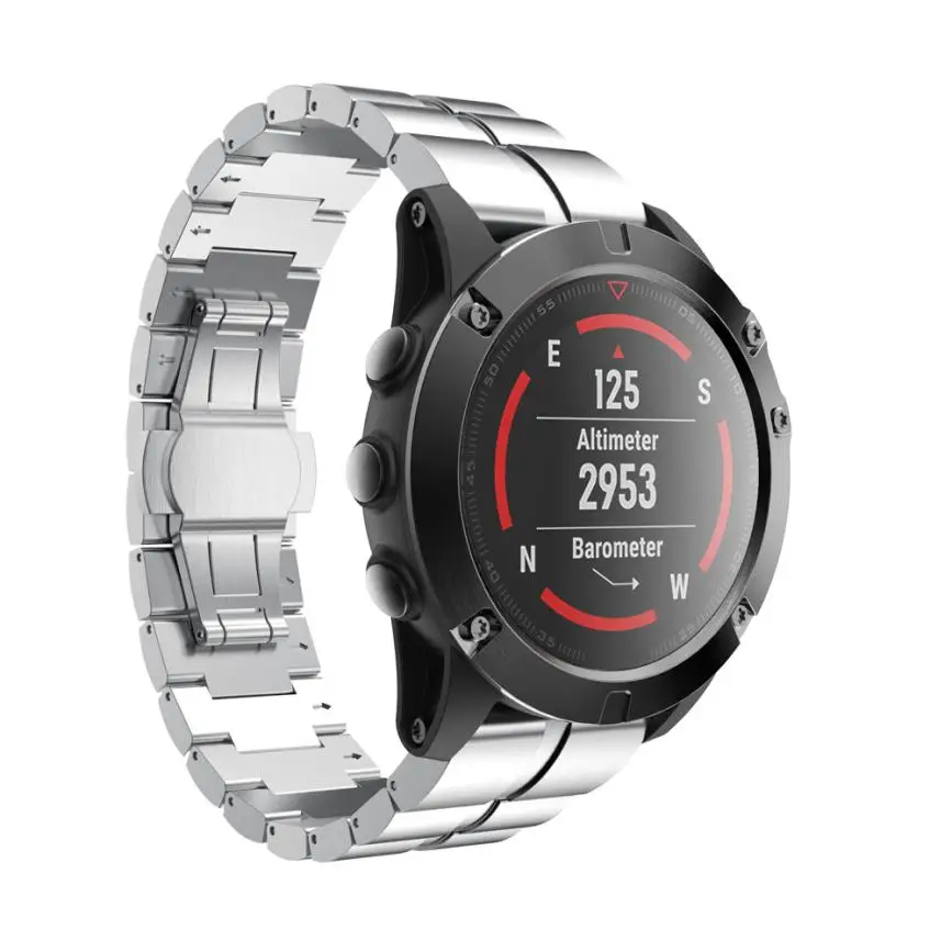 

HL 2017 Genuine Stainless Steel Bracelet Quick Release Fit Band Strap For Garmin Fenix 5X GPS Watch drop shipping SEP12 #2#3