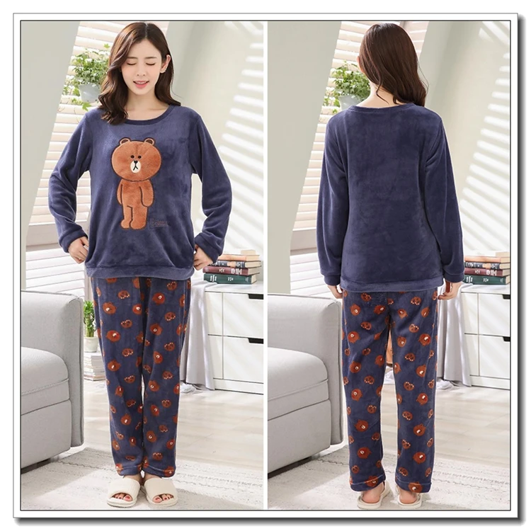 Парный толстый теплый фланелевый пижамный комплект с длинными рукавами для женщин, новая зимняя Пижама с рисунком панды из кораллового бархата, Мужская домашняя одежда