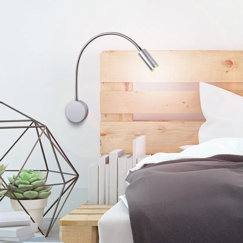 

Flexible Gooseneck Arm Reading Light 360-degree LED Wall Light / Mounted Gallery Display Built-in 3W Lamp without Switch MDJ998