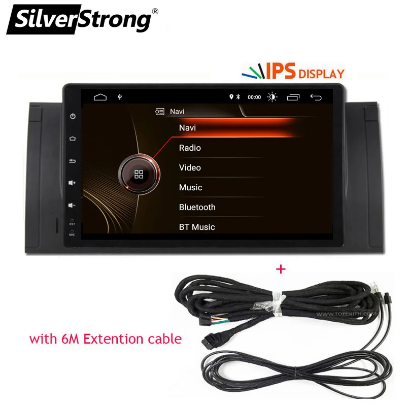 SilverStrong Android9.0 автомобильный 2DIN gps радио магнитофон стерео для BMW E53 E39 X5 стерео навигация - Цвет: XJB-E39-8L 6M Cable