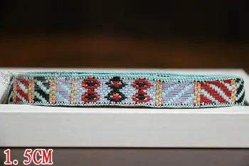 

1.5cm 15mm 5/8' Delicate Quality Thick Cotton Trim Sky Blue Block Colorful Ethnic National Jacquard Ribbon Garment Woven Webbing