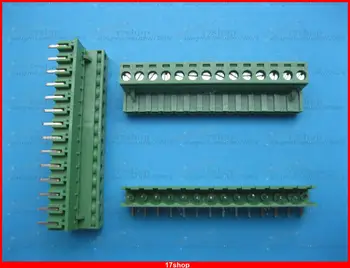 

10 pcs 5.08mm Angle 14 way/pin Screw Terminal Block Connector Pluggable Green