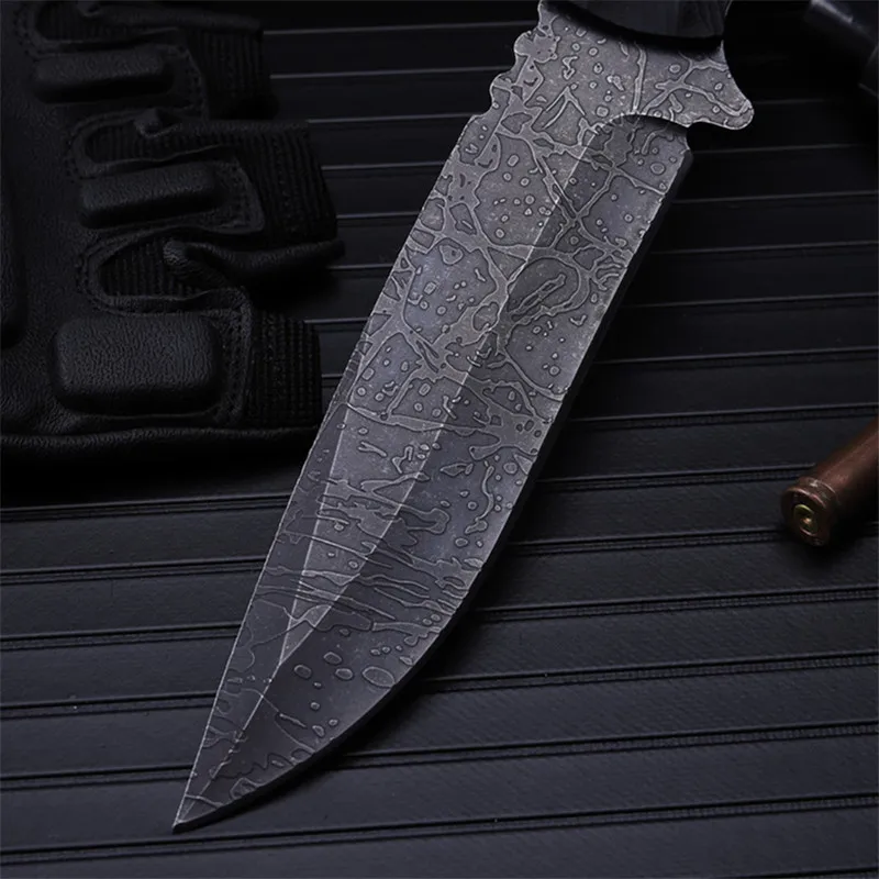 Outdoor self-defense field high hardness saber wilderness survival fruit knife small straight cutting tool not sharp etched