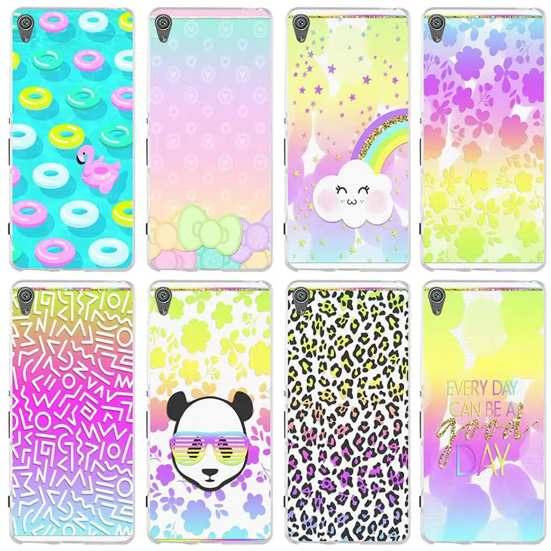 Красочные мультфильмы Радуга Leopard Мягкий Прозрачный чехол для телефона Sony Xperia XA XZ